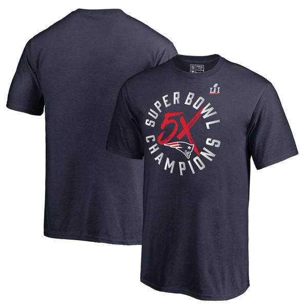New England Patriots Pro Line by Fanatics Branded Youth 5-Time Super Bowl Champions T-Shirt - Navy